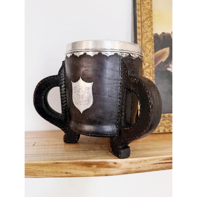 1908 Sterling Silver, Leather, and Copper Horse Show Trophy Cup For Sale - Image 9 of 11