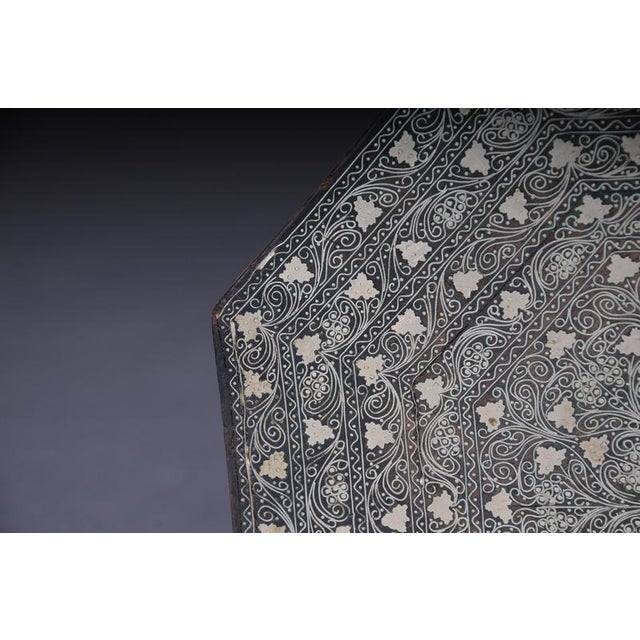 Black Antique Side Table with Brass Inlays, 1880s For Sale - Image 8 of 18