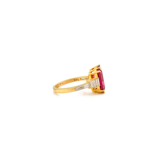 Not Yet Made - Made To Order 14k Gold Art Deco Tourmaline Baguette Diamond Ring Size 6 For Sale - Image 5 of 11