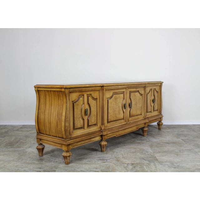 Mid-Century Modern Mid Century Walnut & Burl Wood Low Console Cabinet For Sale - Image 3 of 7