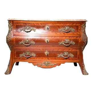 Antique Louis XV Style Commode with Marble Top For Sale