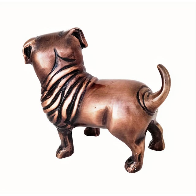 Antique Copper Finish Metal Pug Dog Sculpture For Sale - Image 9 of 10
