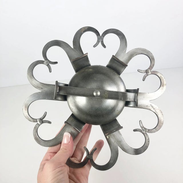 Metal Mid-Century Vintage Eskilstuna Sweden Swedish Brushed Metal Candle Holder For Sale - Image 7 of 8