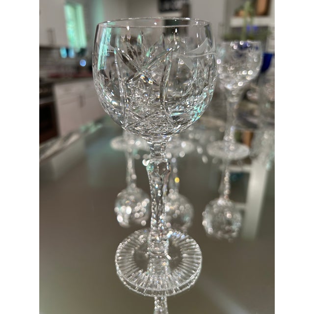 Glass Set of 4 Crystal Hock Wine Glasses in Vinyard Grape Pattern by Bayel French Crystal, 1980s For Sale - Image 7 of 10