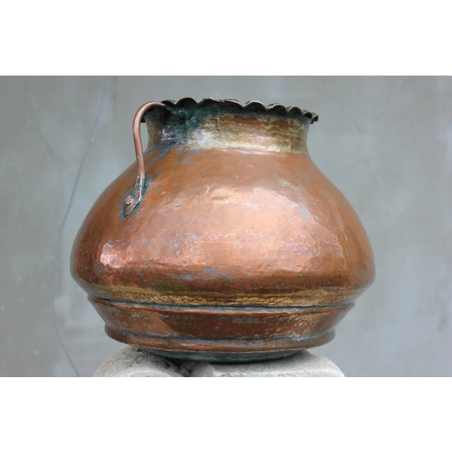 Rustic Large Vintage Copper Cauldron, 1920s For Sale - Image 3 of 10
