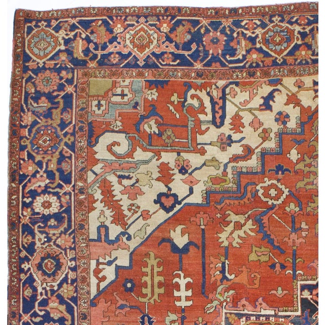 Late 20th Century Antique Persian Serapi Rug 9'4" X 11’0" For Sale - Image 5 of 7