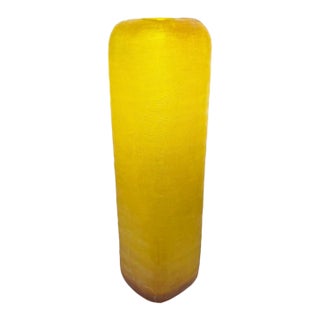 Ethan Allen Tall Textured Amber Glass Vase For Sale