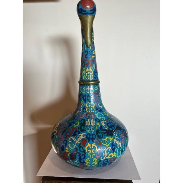 Late 19th Century Vintage Large Chinese Cloisonne Goose Censer Bird Sculpture Vessel Qianlong Mark For Sale - Image 5 of 12