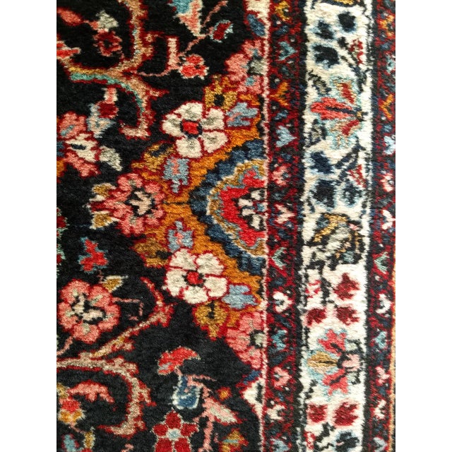 Persian Vintage Bakhtiari Tribal Runner, Hand-Knotted Wool, Floral Bouquets & Medallions, Navy & Ivory, 3x12 For Sale - Image 3 of 16
