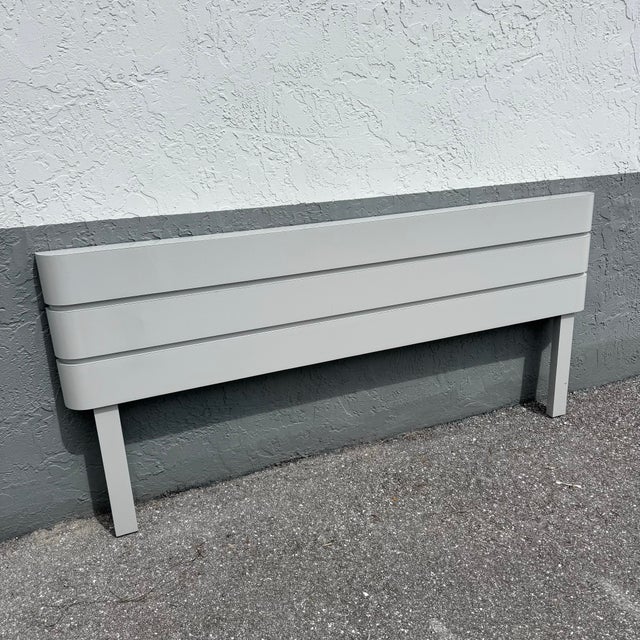 Postmodern Lights Gray Gloss Laminate King Size Headboard For Sale - Image 4 of 5