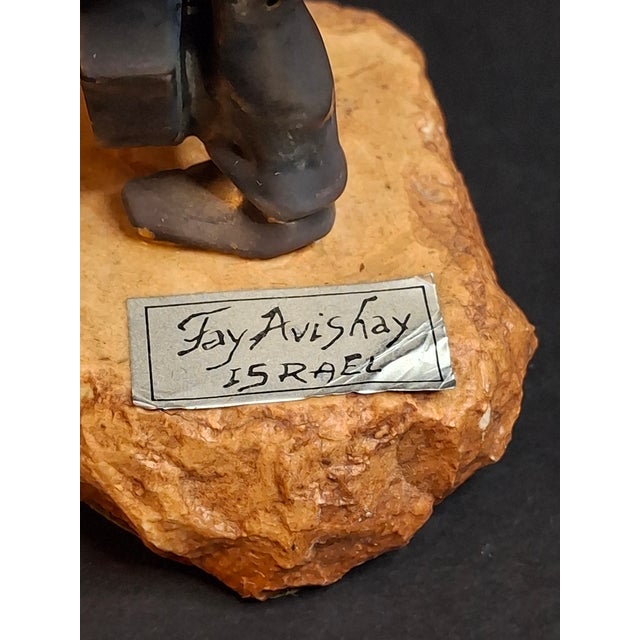 Metal Vintage Fay Avishay 925 Sterling Silver Musician Sculpture Double Bass Cellist Israel For Sale - Image 7 of 15