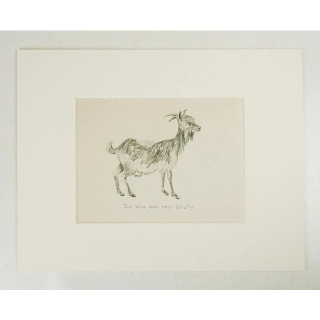 Rustic European Vintage Early 20th Century Drawing of Mama Goat For Sale - Image 3 of 3