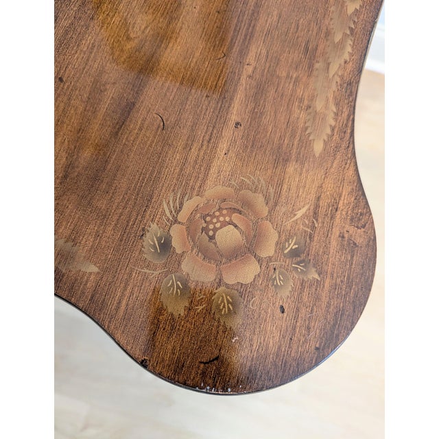 Wood Hitchcock Stenciled Drop Leaf Dining Table 36" Butterfly Edge Mid 20th Century For Sale - Image 7 of 14