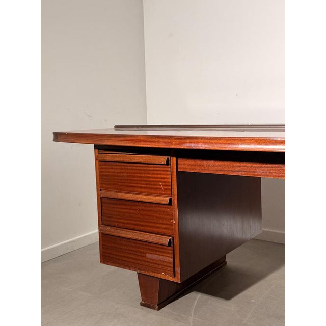 Brown Vintage Executive Desk in Mahogany For Sale - Image 8 of 9