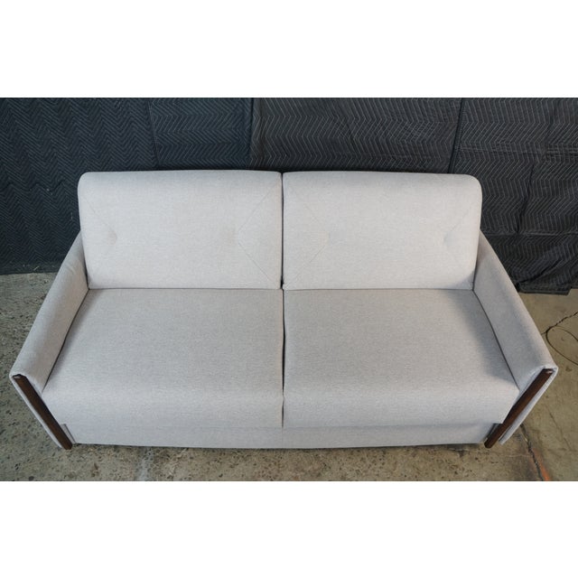 Late 20th Century Late 20th Century Mattia Sleeper Sofa Tufted Light Beige Fabric Italian Convertible Sofa Bed 76" For Sale - Image 5 of 12
