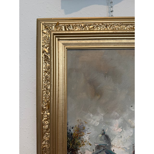 Impressionist Vintage Paris Street Scene Oil Painting Panthéon Gilt Frame Impressionist For Sale - Image 3 of 9