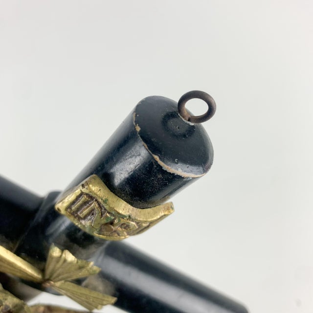 Gothic Vintage Brass Black Wood Crucifix French Cross Jesus Christ Gothic Wall Hanging For Sale - Image 3 of 10