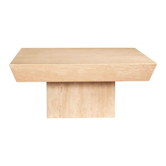 1970s Italian Modern Travertine Coffee Table Attributed to Angelo Mangiarotti For Sale