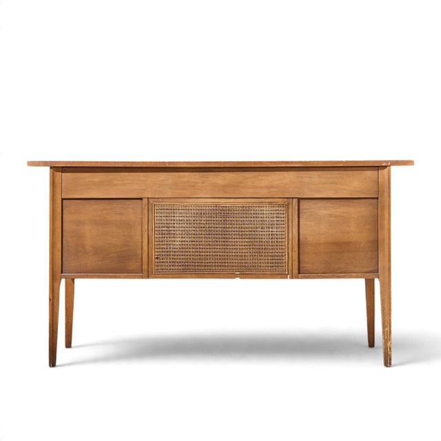 Broyhill Brasilia Mid Century Walnut and Brass Desk For Sale - Image 9 of 11