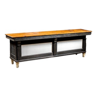 Early 20th Century Butcher's Counter With Milk Glass Panels For Sale