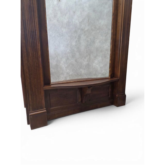 Monumental Restored Chicago Architectural Salvage Mahogany Pier / Hall Mirror For Sale - Image 4 of 5