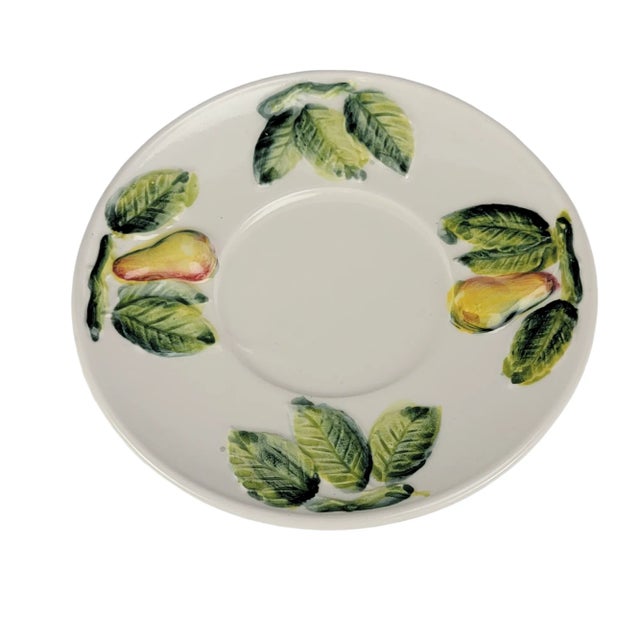 Mid 20th Century TItalian Trompe L’Oeil Pear Jam Jar With Saucer, Hand-Painted Ceramic, 4.5" For Sale - Image 5 of 10