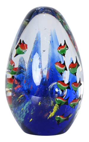 Cenedese Artistic Handmade Egg Aquarium Murano Glass Sculpture, Italy, 1960s