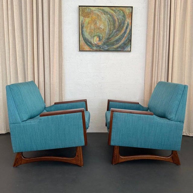 Mid-Century Modern 1960s Mid-Century Modern Adrian Pearsall Style Upholstered Walnut Lounge Armchairs For Sale - Image 3 of 10