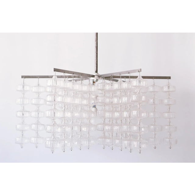 Large Mid-Century German Glass and Steel Chandelier by Aloys Ferdinand Gangkofner, 1960s For Sale - Image 14 of 18