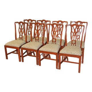 Set of 8 Mahogany Chippendale Style Dining Chairs by Harden For Sale