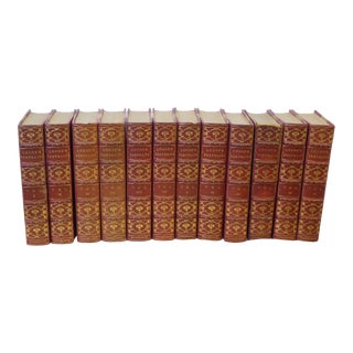 Antique Collection Red Leather Bound Books - Set of 12 For Sale