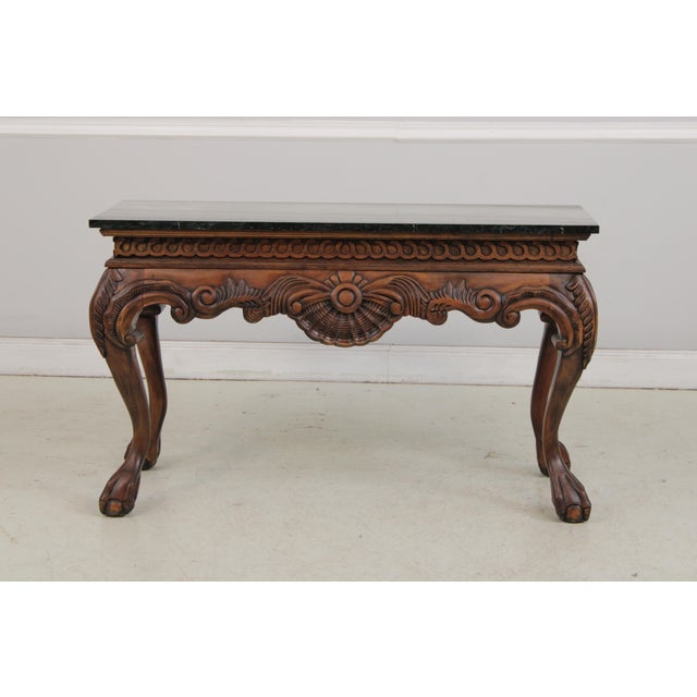 Age: Approx: 20 Years Old Details: Green Marble Top Mahogany Ball & Claw Feet Fine Carved Details High Quality...