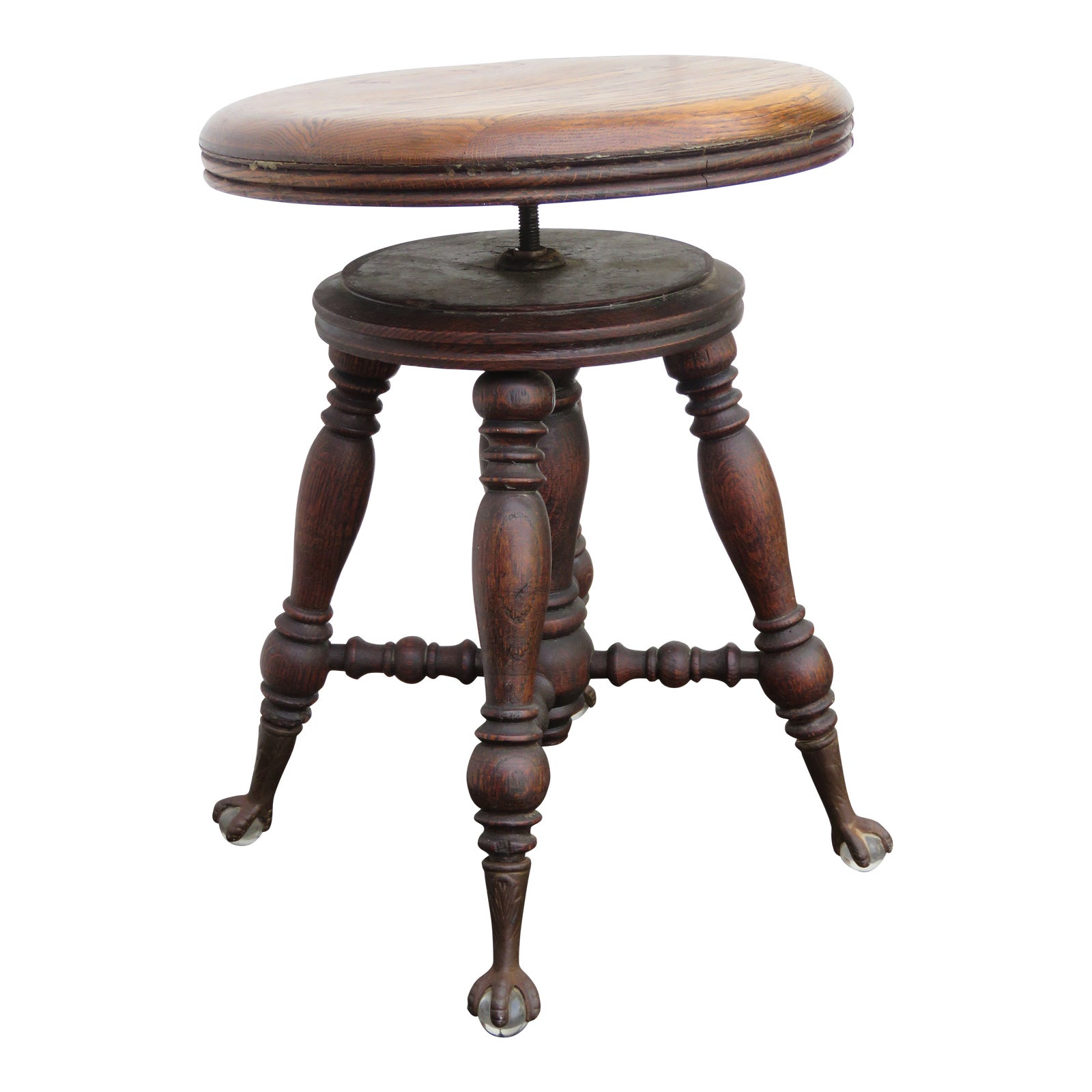 Late 1800s Glass Ball and Claw Feet Piano Stool Chairish