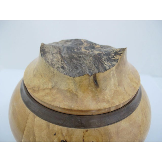 Mid-Century Modern Michael Mode Hand Turned Spalted Maple Burl Wood Live Edge Lidded Box Jar For Sale - Image 3 of 12