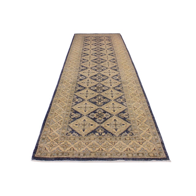 Ziegler 1990's Blue/Beige Wool Runner Rug- 2'9'' X 8'0'' For Sale In New York - Image 6 of 10