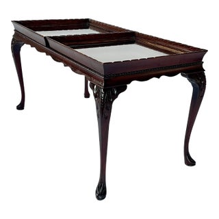 Antique Coffee or Cocktail Table With Removable Glass Tray Tops For Sale