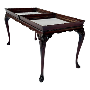 Antique Coffee or Cocktail Table With Removable Glass Tray Tops