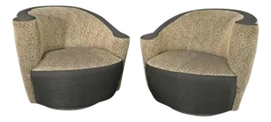 Mid 20th Century Pair Mid-Century Swivel Nautilus Chairs