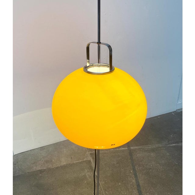 Metal Mid-Century Space Age Italian Yellow Lucerna Floor Lamp from Guzzini, 1960s For Sale - Image 7 of 18