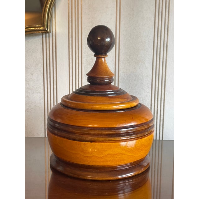 Antique Wood Lidded Tobacco Jar From 1840 For Sale In Chicago - Image 6 of 11