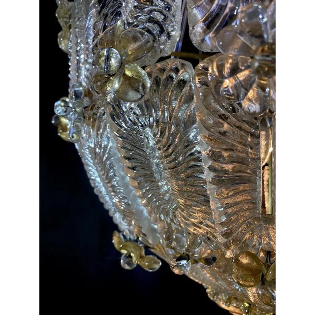 Glass Flower Chandelier with Gold Inclusions, 1950s For Sale - Image 15 of 18