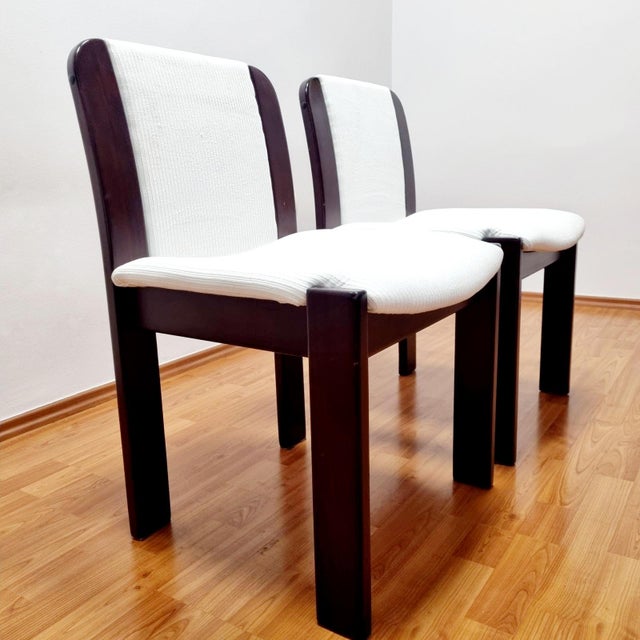 1980s Postmodern Italian Wood and Velvet Dining Chairs, Italy, 1980s, Set of 4 For Sale - Image 5 of 10