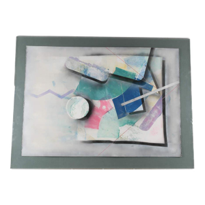 Framed Lucite Case Mixed Media Abstract Signed by Dennis Frings