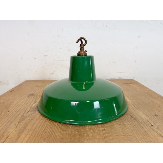 Industrial Green Enamel Factory Pendant Lamp, 1960s For Sale - Image 11 of 16