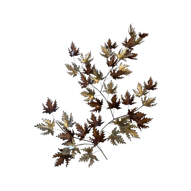 Metal MCM C Jere' Inspired Maple Leaf Copper/Brass Wall Decor For Sale - Image 7 of 8