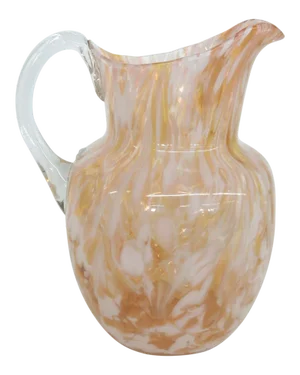 Splatter Style Art Glass Peach Orange Vintage Pitcher Vase