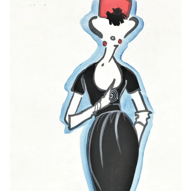 This is an original fashion drawing by the famed French haute couturier, Michel Goma. Goma learned dress making at a young...