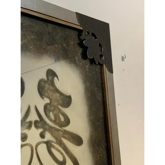 Wall Art with Acid-Carved and Gilded Iconography on Mirror For Sale - Image 6 of 10
