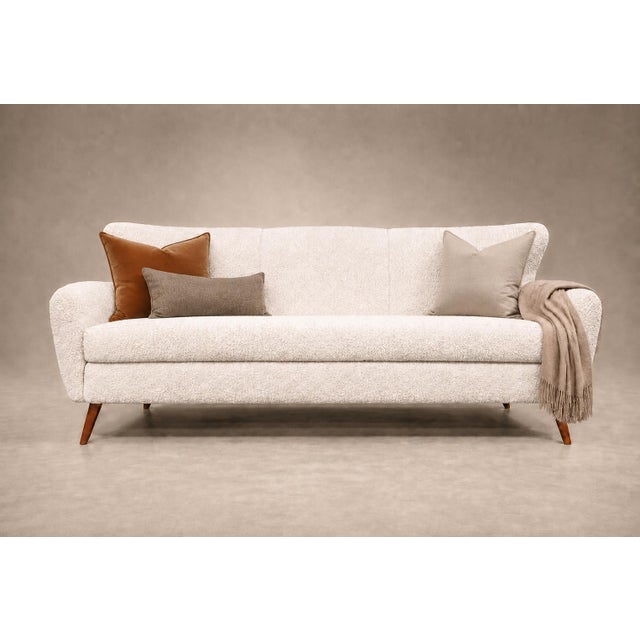 Mid-Century Modern Brazilian Modern Sofa in Off-White Bouclé & Caviuna by Forma, Brazil, 1960s — Lot 51b For Sale - Image 3 of 18