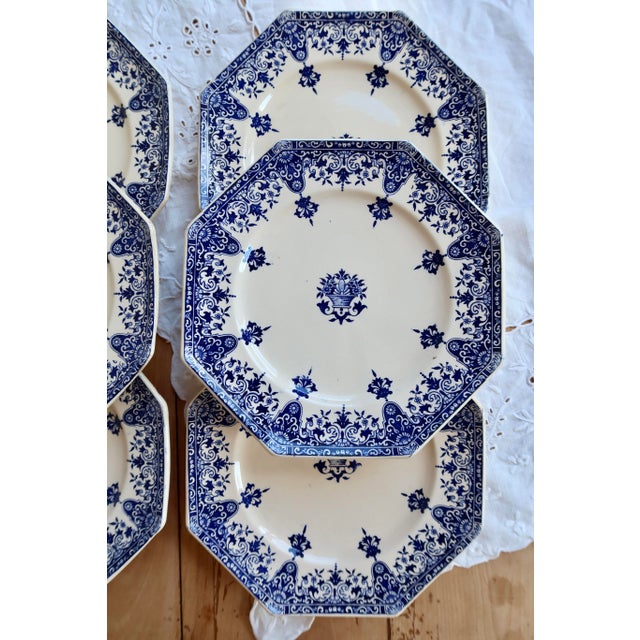 Antique Longchamp Ironstone Dessert Plates by Rouen, 1890s, Set of 6 For Sale - Image 9 of 10